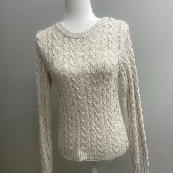 American Eagle Outfitters Cable Knit Sweater Sz Small Cozy Preppy Cream Pullover - Picture 1 of 7